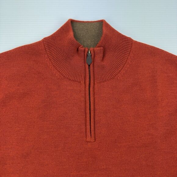 Brooks Brothers Merino Wool 1/4 Zip Sweater Men’s XL Burnt Orange Rust Pullover - Picture 4 of 10